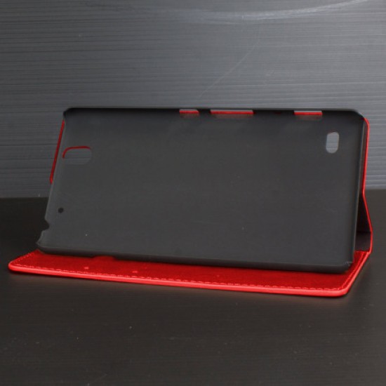 Olixar Leather-Style Sony Xperia C4 Wallet Stand Case - Red
