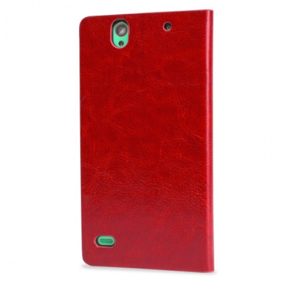 Olixar Leather-Style Sony Xperia C4 Wallet Stand Case - Red
