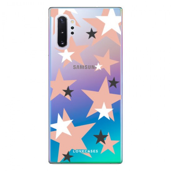 LoveCases Samsung Note 10 Plus 5G Pink Star Clear Phone Case LoveCases Samsung Note 10 Plus 5G Pink Star Clear Phone Case