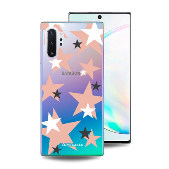 LoveCases Samsung Note 10 Plus 5G Pink Star Clear Phone Case LoveCases Samsung Note 10 Plus 5G Pink Star Clear Phone Case