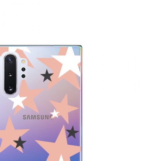 LoveCases Samsung Note 10 Plus 5G Pink Star Clear Phone Case LoveCases Samsung Note 10 Plus 5G Pink Star Clear Phone Case