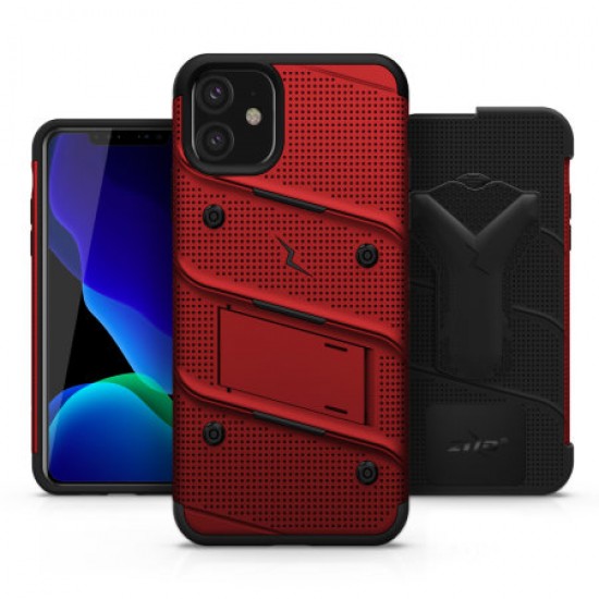Zizo Bolt Series iPhone 11 Case & Screen Protector - Red/Black