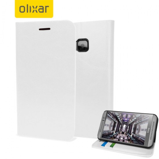 Olixar Leather-Style HTC One M9 Wallet Stand Case - White