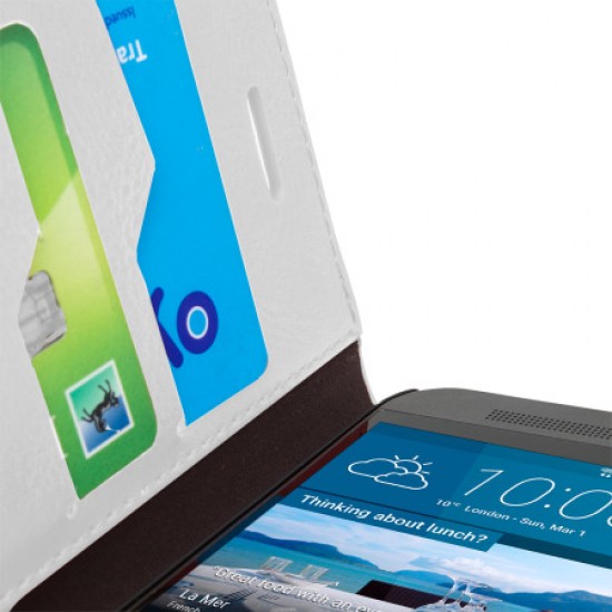 Olixar Leather-Style HTC One M9 Wallet Stand Case - White