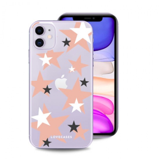 LoveCases iPhone 11 Clear Pink Star Clear Phone Case LoveCases iPhone 11 Clear Pink Star Clear Phone Case