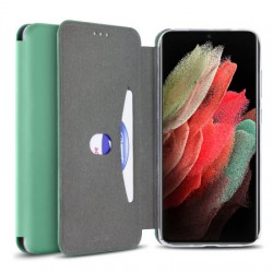 Olixar Silicone Samsung Galaxy S21 Ultra Wallet Case - Pastel Green