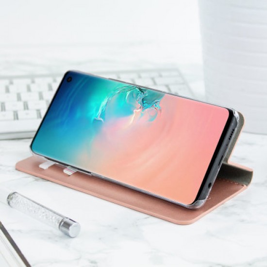 Olixar Leather-Style Galaxy S10 Wallet Stand Case - Rose Gold