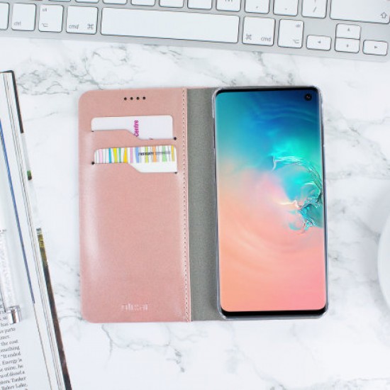 Olixar Leather-Style Galaxy S10 Wallet Stand Case - Rose Gold