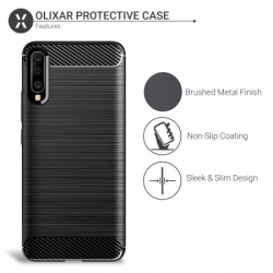 Olixar Samsung Galaxy A50s Carbon Fibre Protective Case - Black