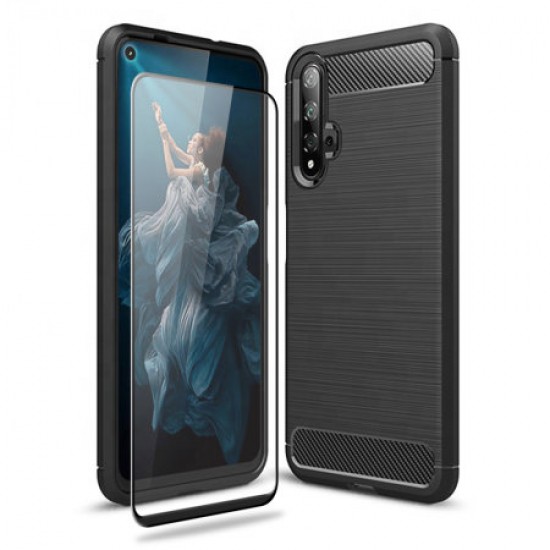 Olixar Sentinel Huawei Honor 20 Case & Glass Screen Protector - Black