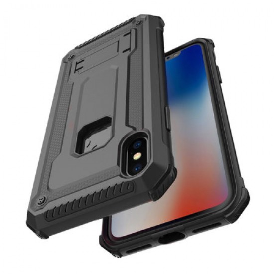 Olixar Manta iPhone XS Max Tough Case with Tempered Glass - Black