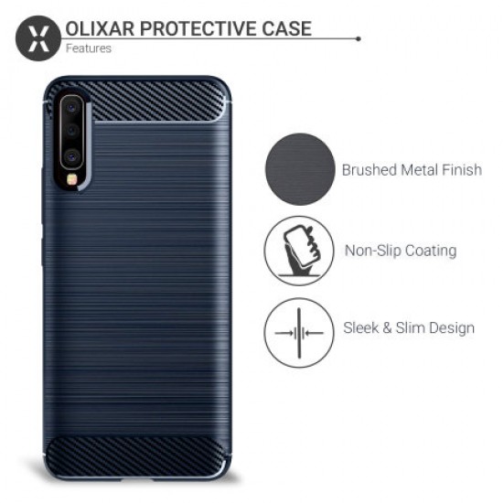 Olixar Samsung Galaxy A50s Carbon Fibre Protective Case - Blue