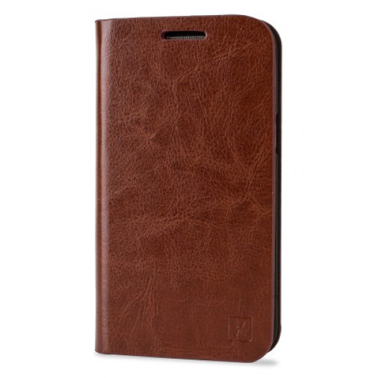 Olixar Leather-Style Samsung Galaxy J1 2015 Wallet Case - Brown