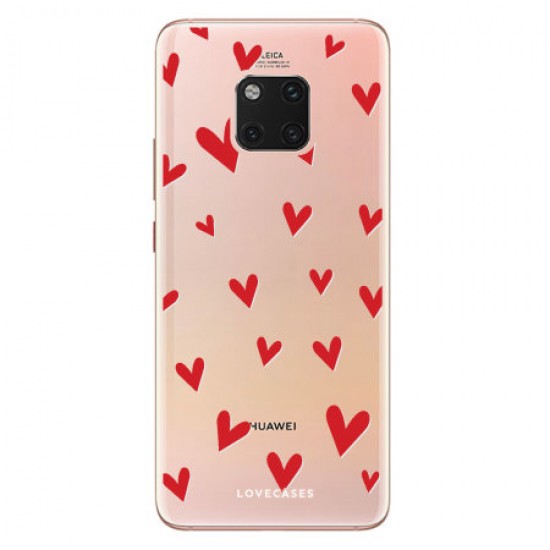 LoveCases Huawei Mate 20 Pro Hearts Phone Case Clear Red