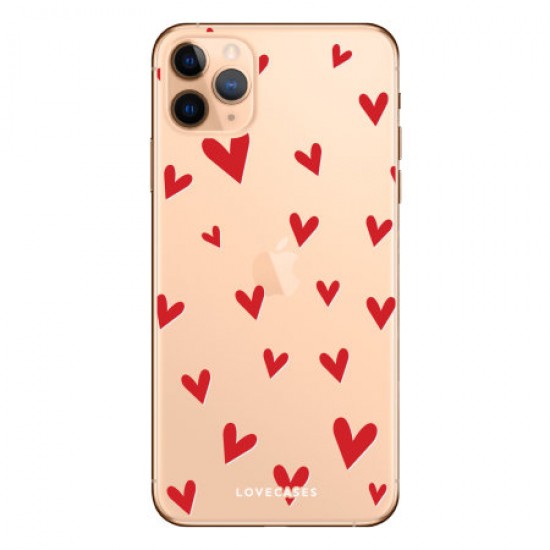 LoveCases iPhone 11 Pro Max Hearts Phone Case - Clear Red LoveCases iPhone 11 Pro Max Hearts Phone Case - Clear Red