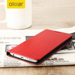 Olixar Leather-Style LG V10 Wallet Stand Case - Red