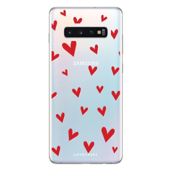 LoveCases Samsung S10 Hearts Phone Case - Clear Red LoveCases Samsung S10 Hearts Phone Case - Clear Red