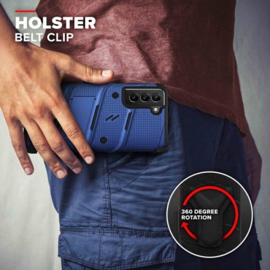 Zizo Bolt Samsung Galaxy S21 Tough Case & Screen Protector - Blue