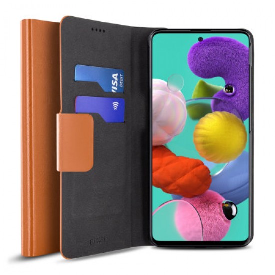 Olixar Leather-Style Samsung Galaxy A51 Wallet Stand Case - Brown