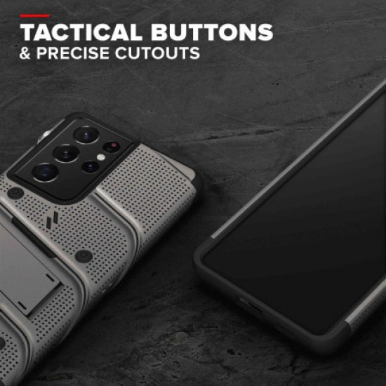 Zizo Bolt Samsung Galaxy S21 Ultra Tough Case & Screen Protector- Grey