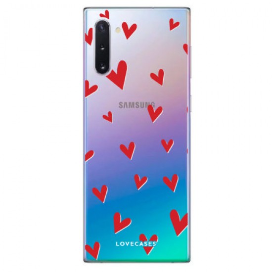 LoveCases Samsung Note 10 Hearts Phone Case - Clear Red LoveCases Samsung Note 10 Hearts Phone Case - Clear Red