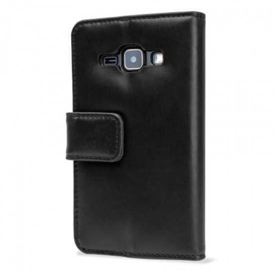Olixar Samsung Galaxy J1 2015 Genuine Leather Wallet Case - Black
