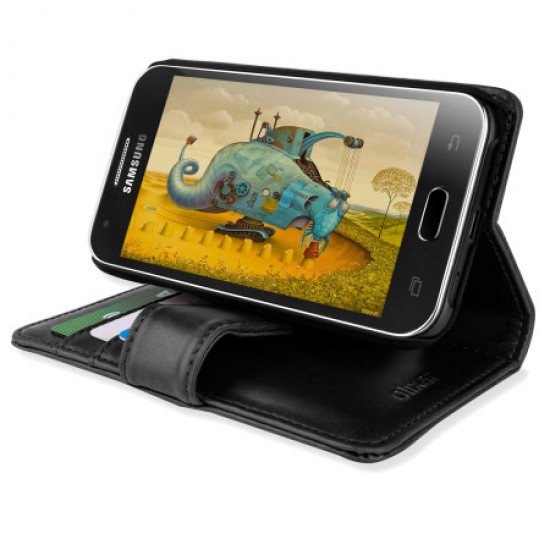 Olixar Samsung Galaxy J1 2015 Genuine Leather Wallet Case - Black