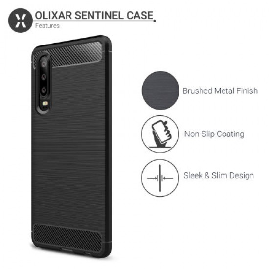 Olixar Sentinel Huawei P30 Case and Glass Screen Protector - Black