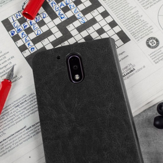 Olixar Leather-Style Moto G4 Plus Wallet Stand Case - Black