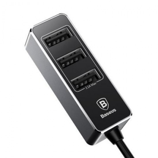 Baseus Enjoy Together Quad USB 5.5A Port Car Extension Charger- Black