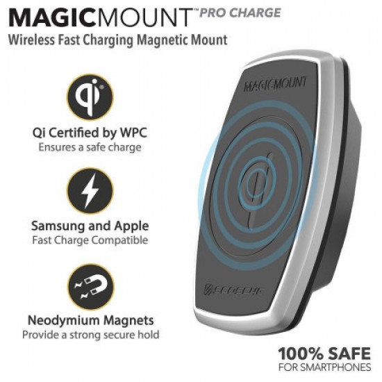 Scosche Magicmount Pro 10W Qi Wireless Air Vent Car Charger - Black Scosche Magicmount Pro 10W Qi Wireless Air Vent Car Charger - Black