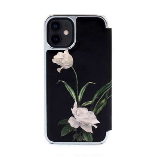 Ted Baker Elderflower iPhone 12 mini Folio Case - Black/Silver