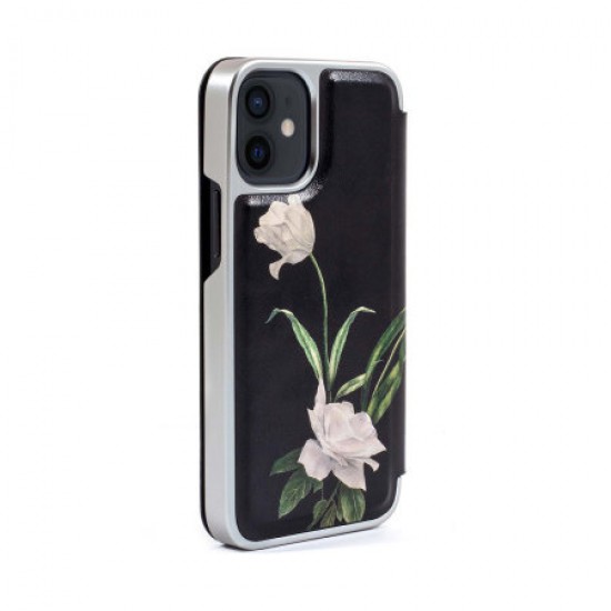 Ted Baker Elderflower iPhone 12 mini Folio Case - Black/Silver