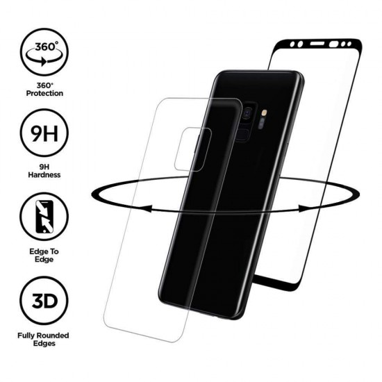 Eiger 3D 360 GLASS Tempered Glass Screen Protector for Samsung Galaxy S9 in Clea