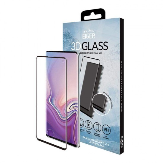 Eiger 3D GLASS Full Screen Glass Screen Protector for Samsung Galaxy S10 in Clea