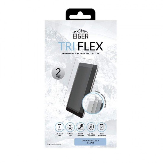 Eiger Tri Flex High-Impact Film Screen Protector (2 Pack) for Google Pixel 2 in 