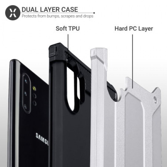 Olixar Delta Armour Protective Samsung Note 10 Plus Case - Silver