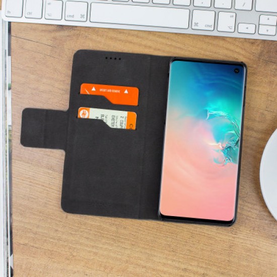 Olixar Leather-Style Galaxy S10 Wallet Stand Case - Black
