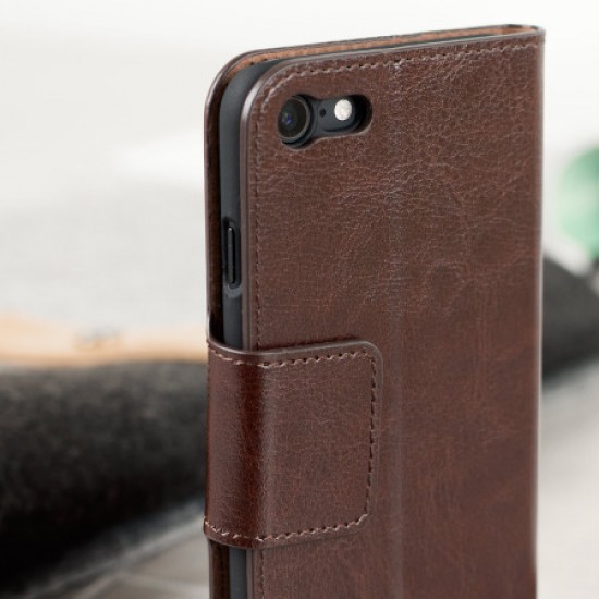 Olixar Leather-Style iPhone 8 / 7 Wallet Stand Case - Brown