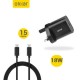 Olixar 18W USB-C PD Fast Wall Charger W/ 1.5m USB-C To C Cable - Black