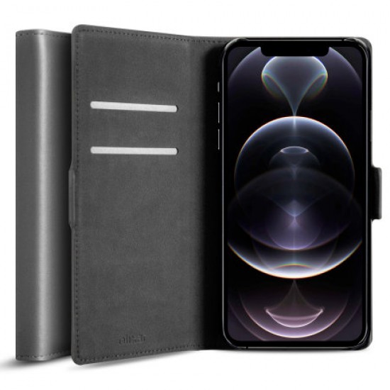 Olixar Genuine Leather iPhone 12 Pro Wallet Case - Grey
