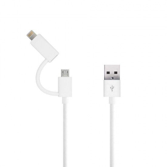 Just Wireless 1.0m 2in1 Apple Lightning and Micro USB Charge and Sync Cable in W Just Wireless 1.0m 2in1 Apple Lightning and Micro USB Charge and Sync Cable in W