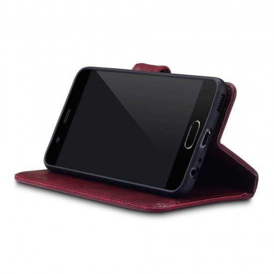 Terrapin Huawei P10 Faux Leather Wallet Case + Stand Function - Red White Stitch