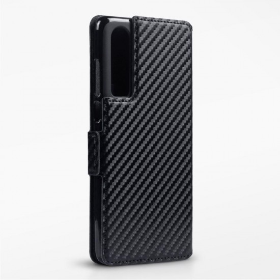 Terrapin Huawei P30 Ultra Slim PU Leather Wallet Case - Black Carbon Texture Terrapin Huawei P30 Ultra Slim PU Leather Wallet Case - Black Carbon Texture