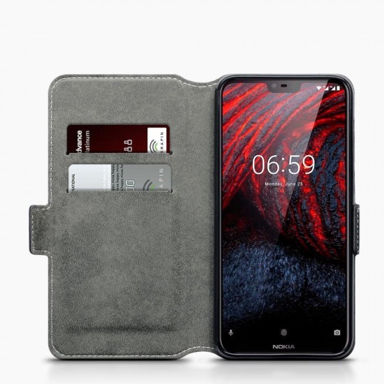 Terrapin Nokia 6.1 PLUS/X6 Ultra Slim Faux Leather Wallet Case - Black