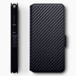 Terrapin Nokia 6.1 PLUS/X6 Ultra Slim Faux Leather Wallet Case - Black Carbon Fi