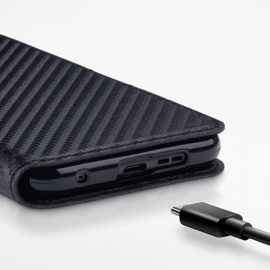 Terrapin Nokia 6.1 PLUS/X6 Ultra Slim Faux Leather Wallet Case - Black Carbon Fi