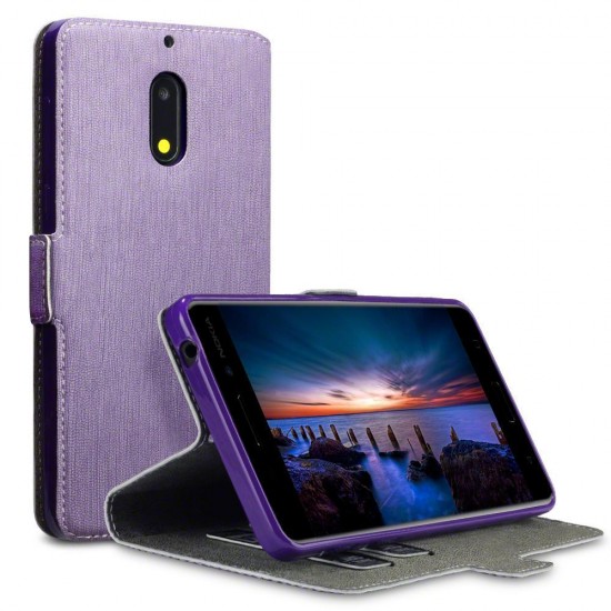 Terrapin Nokia 6 Ultra Slim Faux Leather Wallet Case - Purple