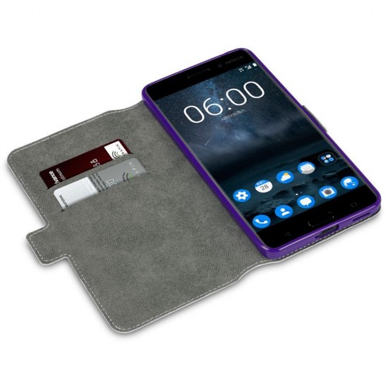 Terrapin Nokia 6 Ultra Slim Faux Leather Wallet Case - Purple