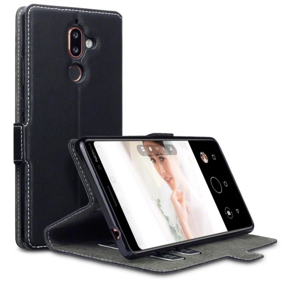 Terrapin Nokia 7 Plus Ultra Slim Faux Leather Wallet Case - Black